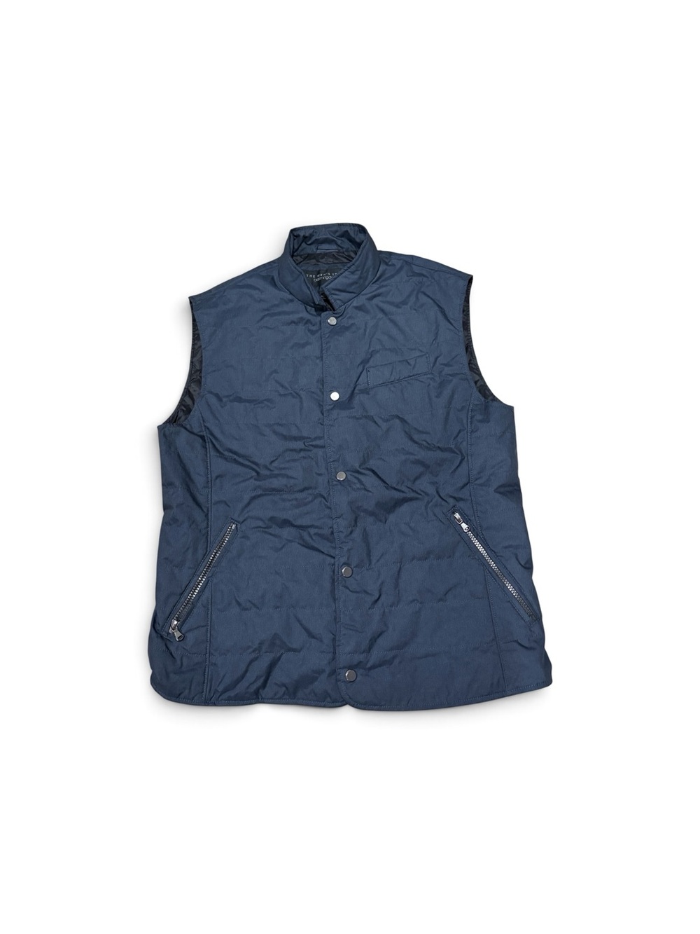 Bloomingdale's Dark Navy Quilted Snap Vest